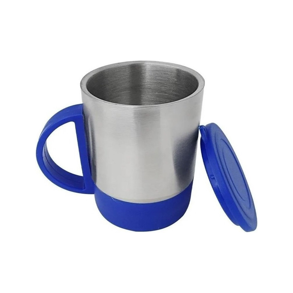 Mug En Acero Inoxidable Con Oreja Y Tapa Removible 8 Onz