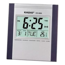 Reloj Digital Temperatura Pared Cuadrado Kadio Kd-3808 Gris