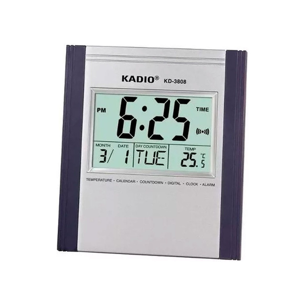 Reloj Digital Temperatura Pared Cuadrado Kadio Kd-3808 Gris