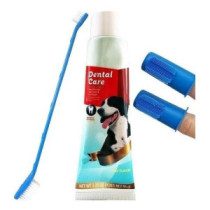 Crema Dental Mascota + Cepillo Doble + 2 Dedal Perro Y Gato