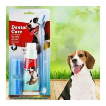 Crema Dental Mascota + Cepillo Doble + 2 Dedal Perro Y Gato