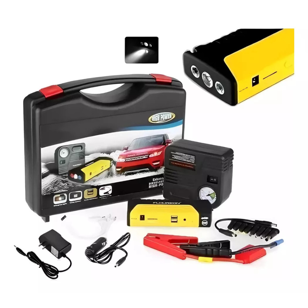 Iniciador Arrancador Bateria Carro Moto Compresor Usb Linterna