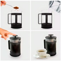 Cafetera Prensa Francesa 1000 ml de Vidrio Negra | Embolo para Café