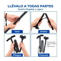 Bastón Plegable con Luz LED | Altura Ajustable para Caminar