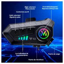 Intercomunicador Auricular Bluetooth V10 para Casco de Moto