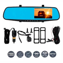 Espejo Retrovisor Doble Cámara 4.3” Full HD para Carro