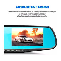 Espejo Retrovisor Doble Cámara 4.3” Full HD para Carro